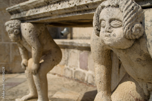 Blowing figures on Ostrvo island in montenegro