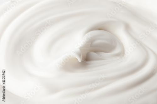Canvastavla sour cream in glass, mayonnaise, yogurt, isolated on white background, clipping