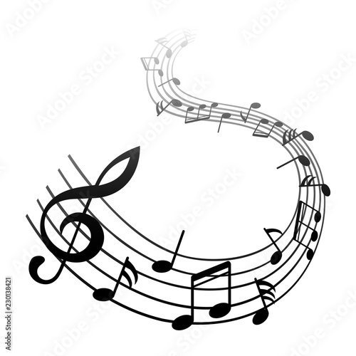 Music notes, black group musical notes – vector for stock