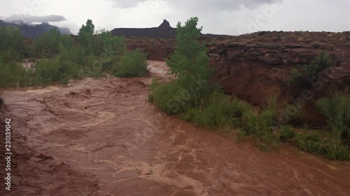 Flash Flood Waters flows through the Canyonlands Needle District Utah USA