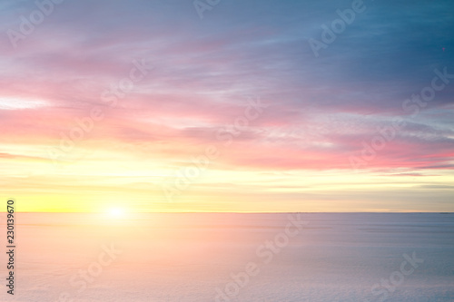 Majestic summer sunset over the Chudskoy lake