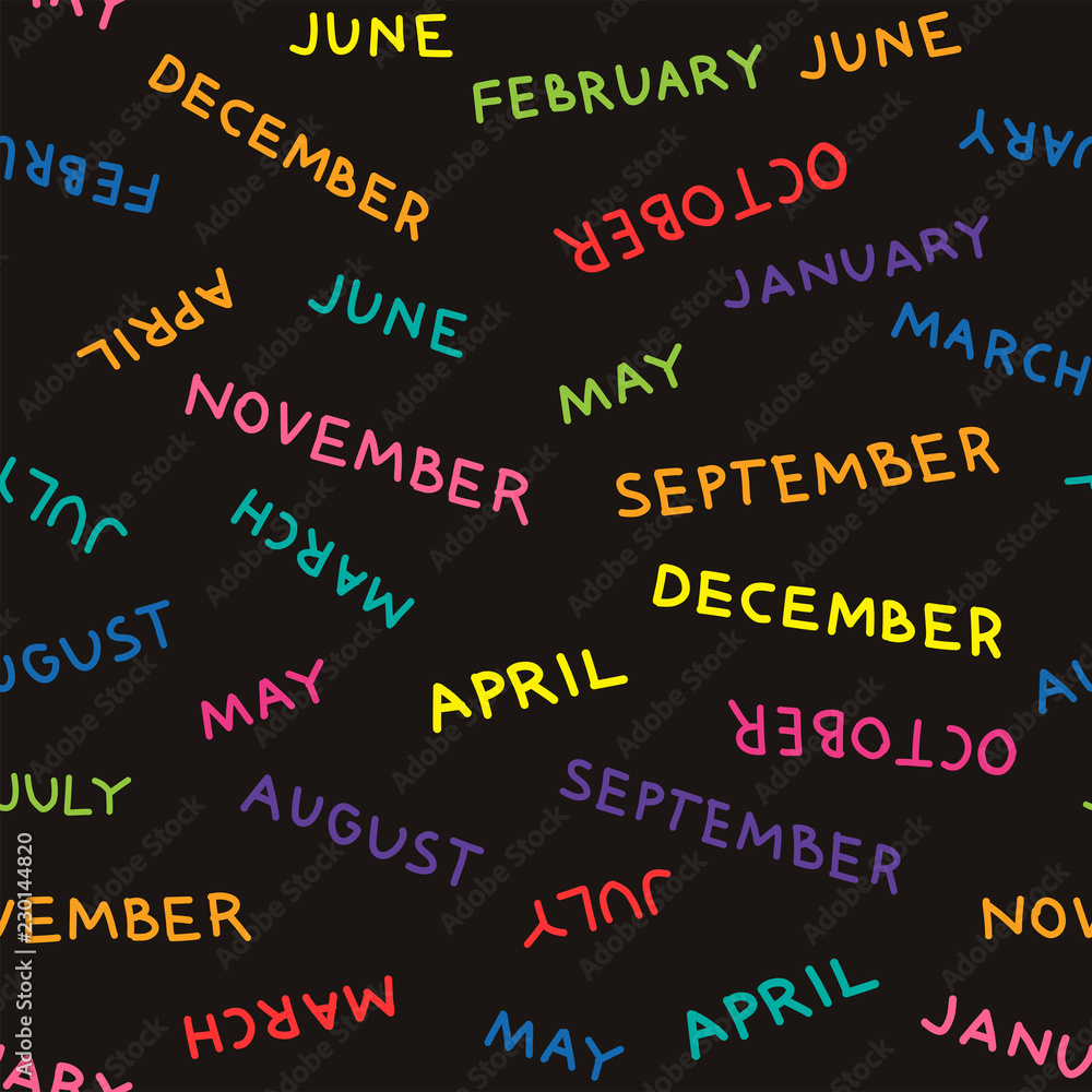 Colourful seamless pattern with months Colourful seamless pattern with months