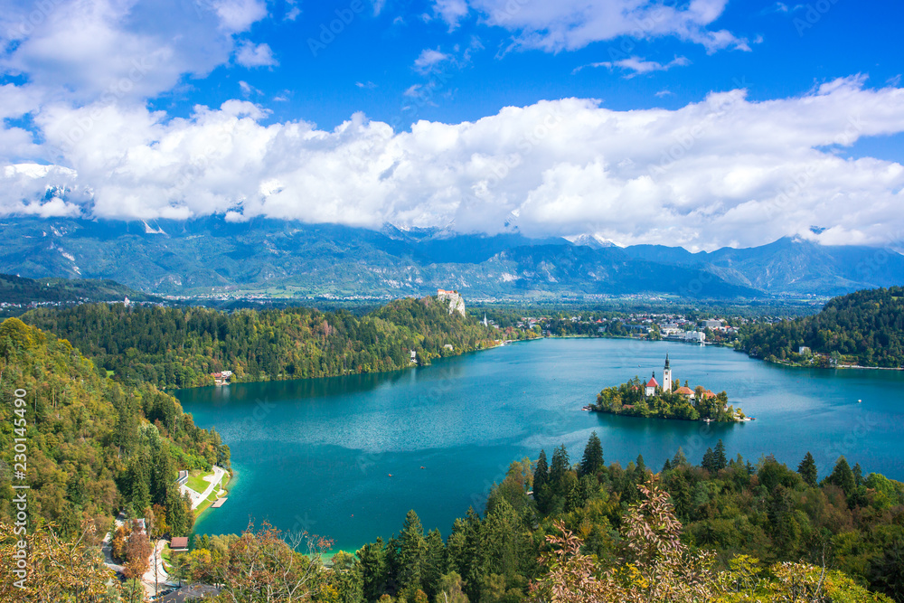 Lake Bled located in northwestern Slovenia, is of mixed tectonic and glacial origin. The lake surrounds Bled Island, that there is the Church of the Assumption dating back to the 17th century.