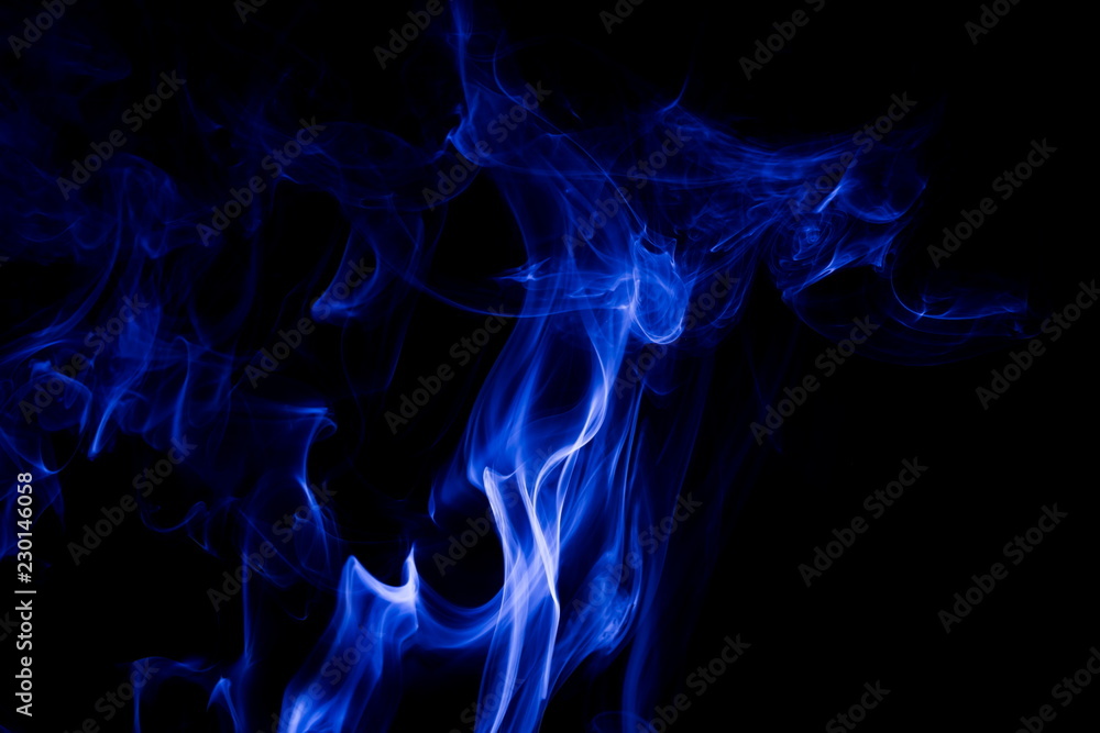 Blue smoke on black background Blue smoke on black background