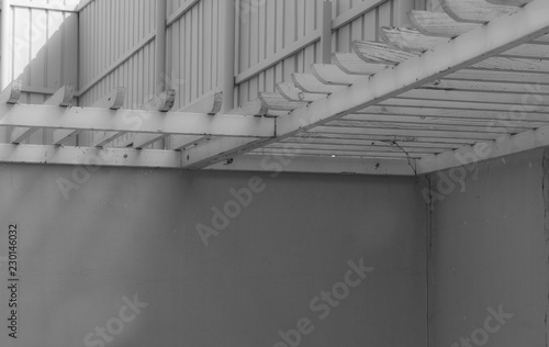 white wood  Pergola outdoor ceiling.
