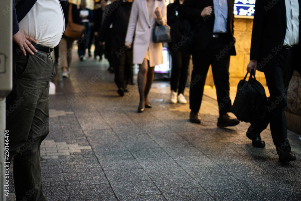 Night walking in Shinbashi area of japan