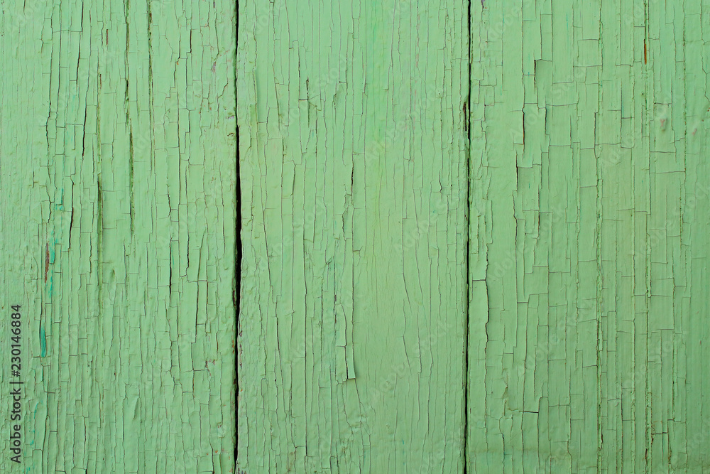 Naklejka premium Old wooden green boards. Vertical view. Close-up. Background. Texture.