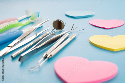 Dental tools use for dentist in the office or clinic.