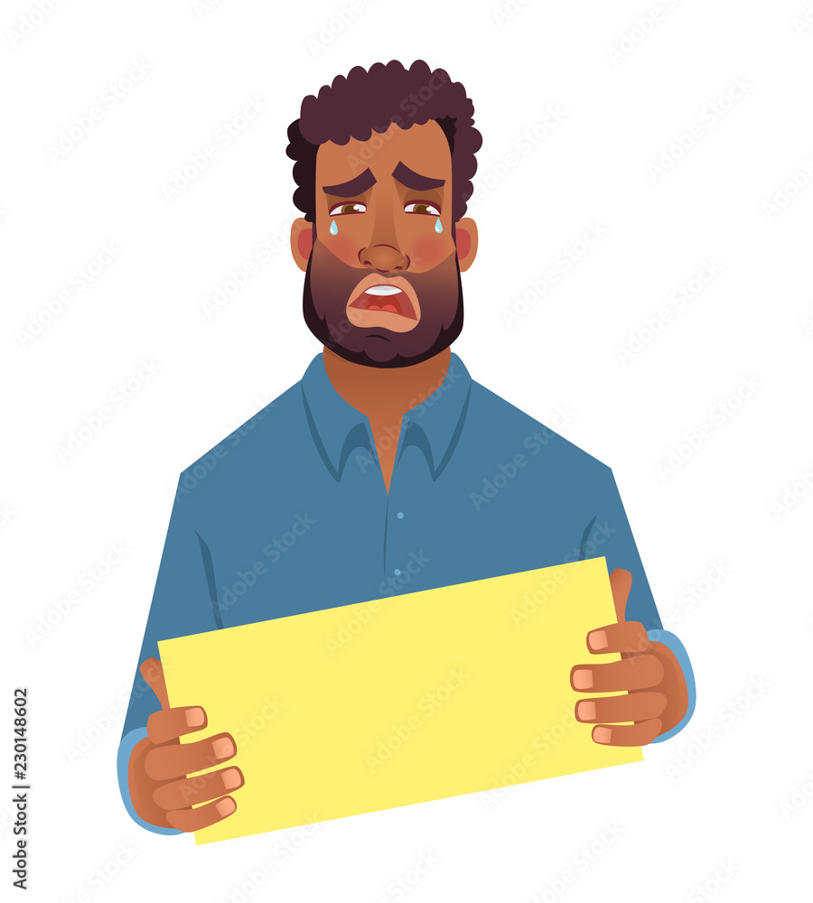African man holding blank card African man holding blank card