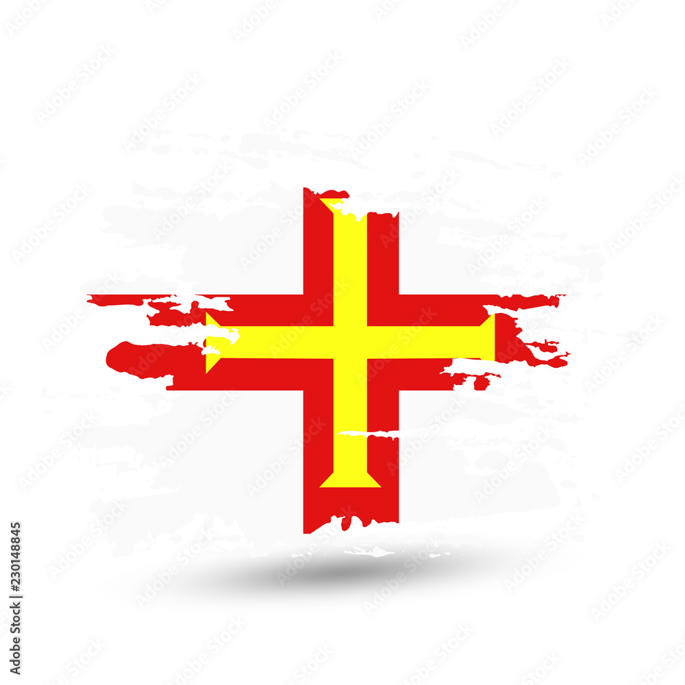 Obraz premium Grunge brush stroke with Guernsey national flag