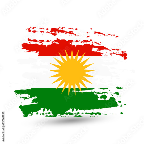 Grunge brush stroke with Kurdistan national flag