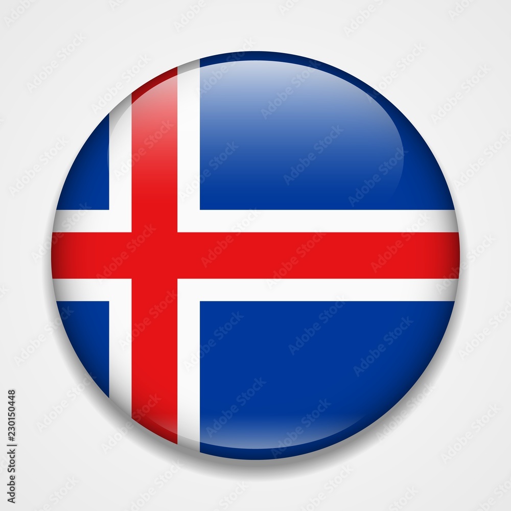 Flag of Iceland. Round glossy badge Flag of Iceland. Round glossy badge