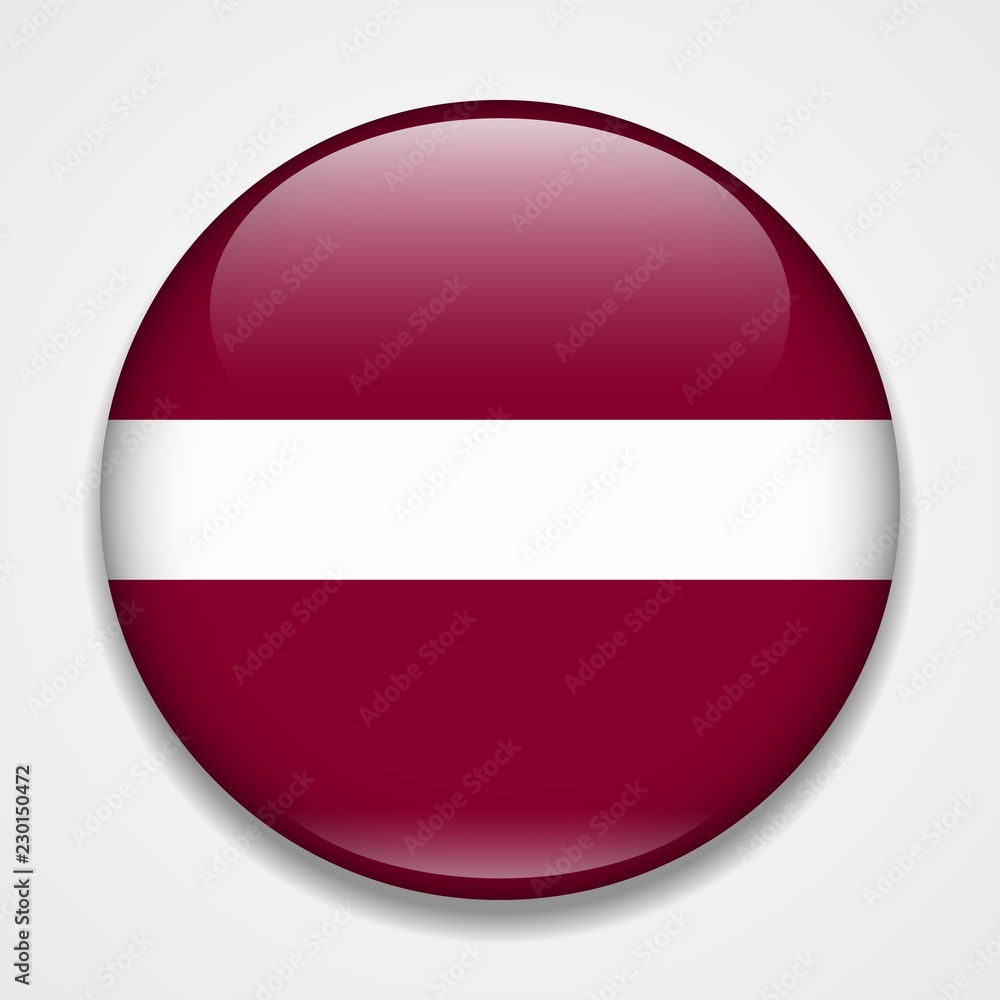 Flag of Latvia. Round glossy badge Flag of Latvia. Round glossy badge