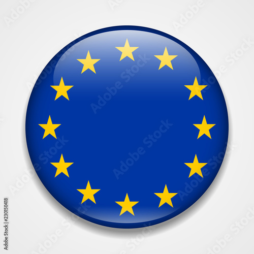 Flag of European Union. Round glossy badge