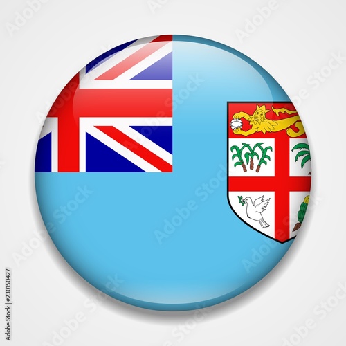 Flag of Fiji. Round glossy badge