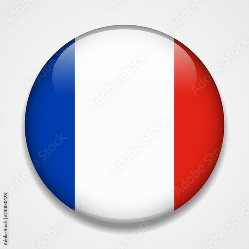 Flag of France. Round glossy badge