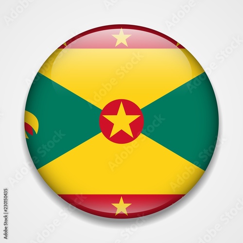 Free Download Flag of Grenada. Round glossy badge - GFXLoad