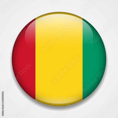 Free Download Flag of Guinea. Round glossy badge - GFXLoad