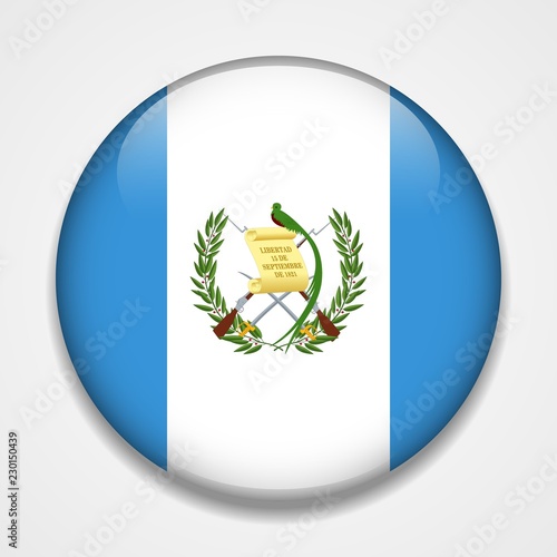 Flag of Guatemala. Round glossy badge