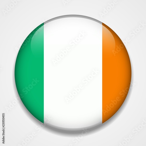 Flag of Ireland. Round glossy badge