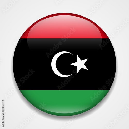 Flag of Libia. Round glossy badge