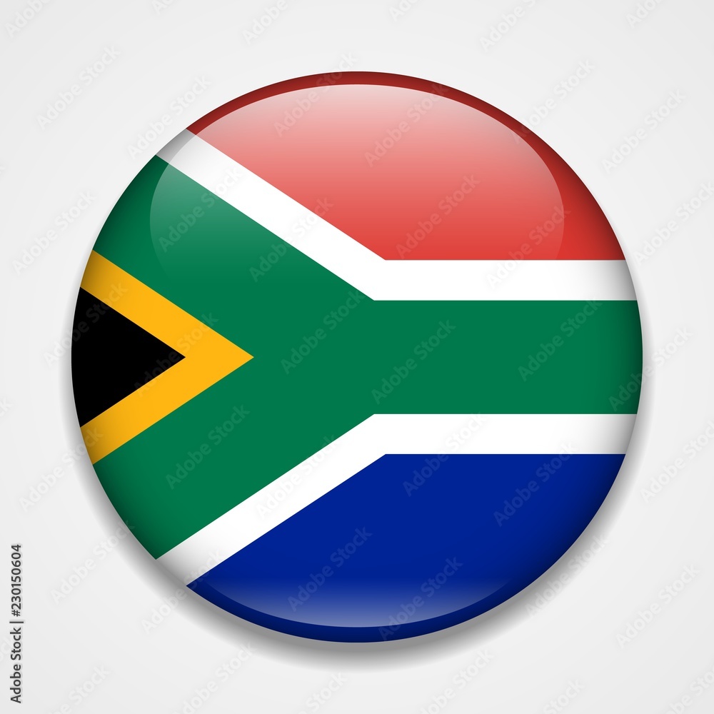 Flag of South Africa. Round glossy badge Flag of South Africa. Round glossy badge