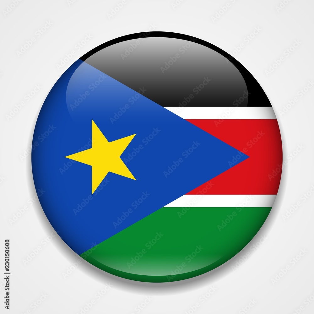 Flag of South Sudan. Round glossy badge Flag of South Sudan. Round glossy badge