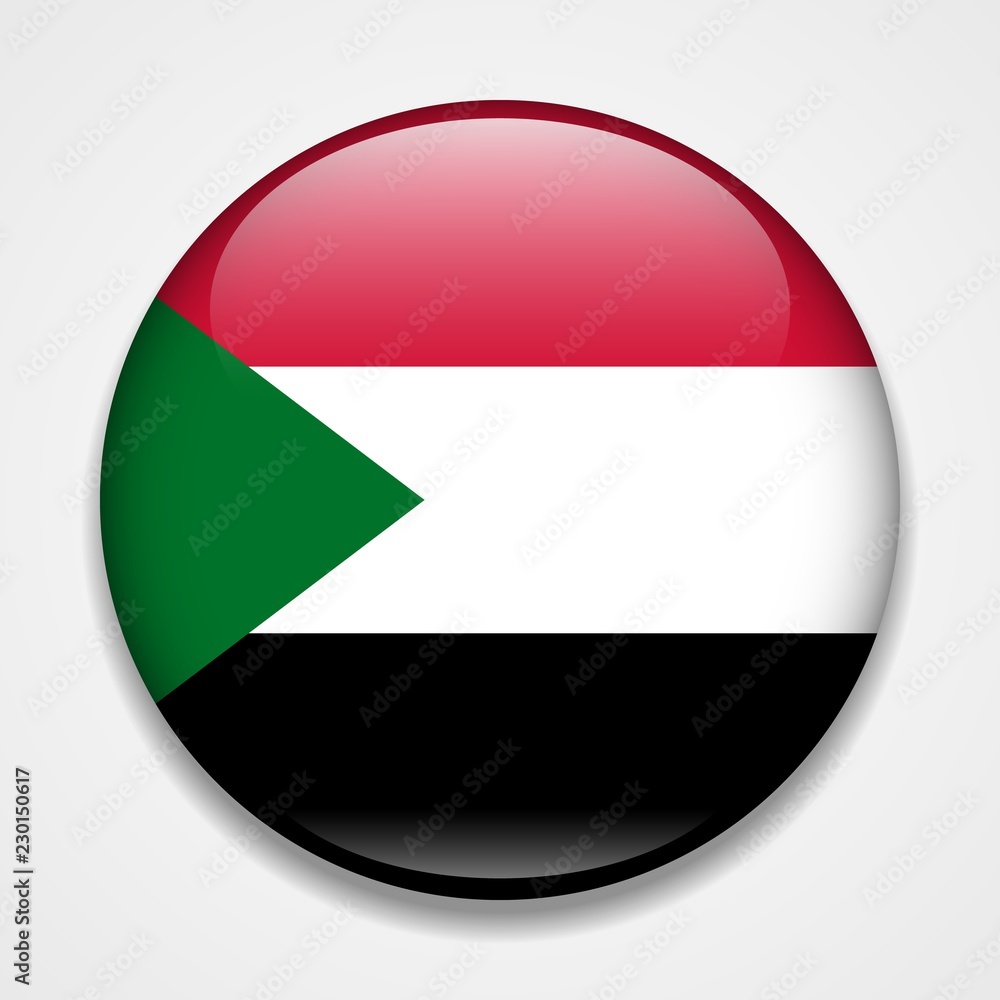 Flag of Sudan. Round glossy badge Flag of Sudan. Round glossy badge