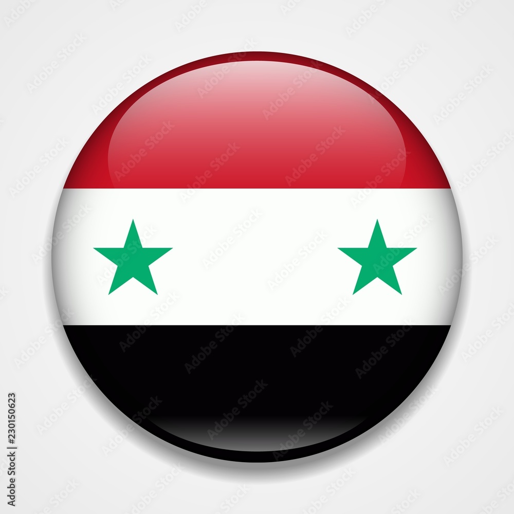 Flag of Syria. Round glossy badge Flag of Syria. Round glossy badge