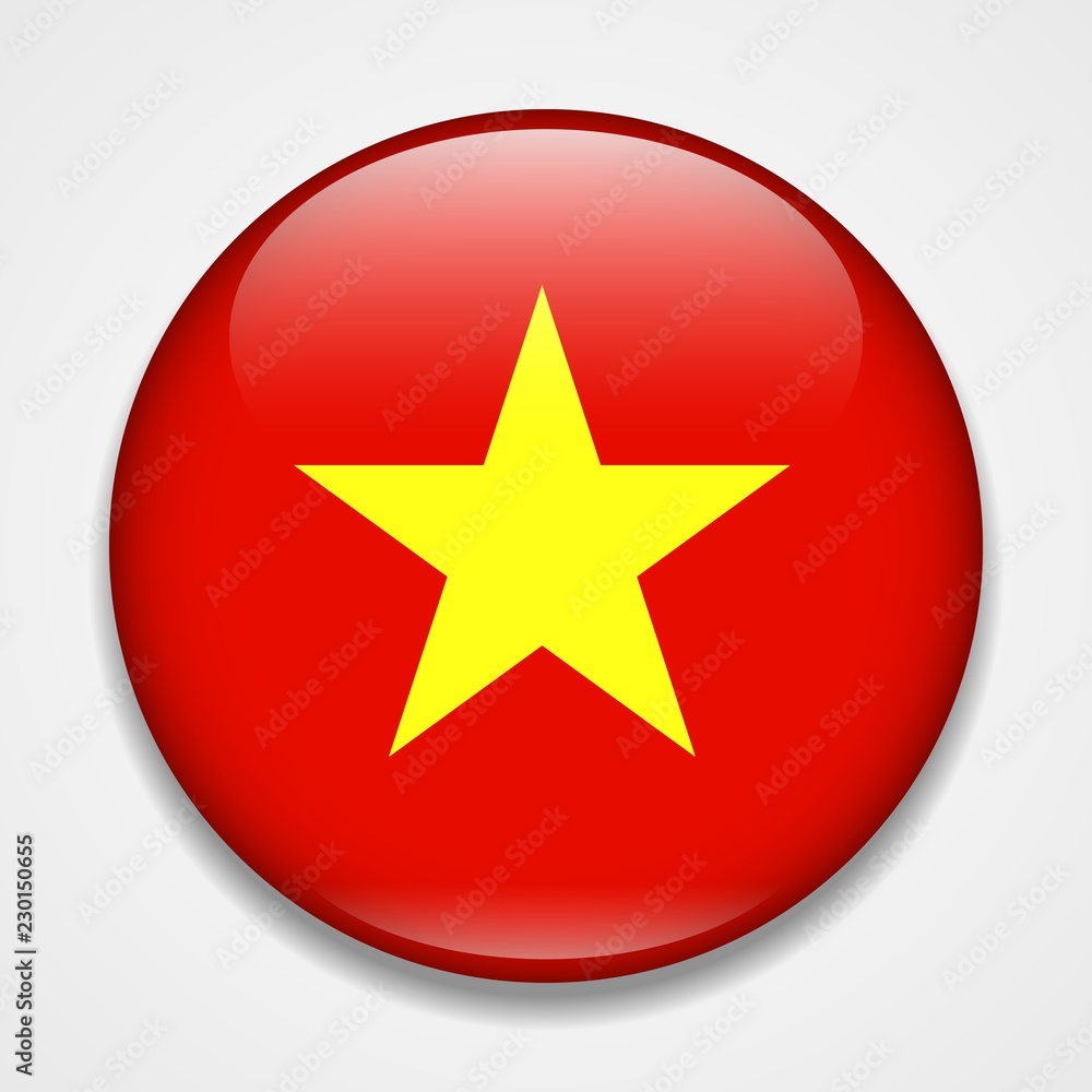 Flag of Vietnam. Round glossy badge Flag of Vietnam. Round glossy badge