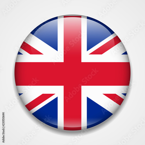 Great Britain, United Kingdom, England flag. Round glossy badge
