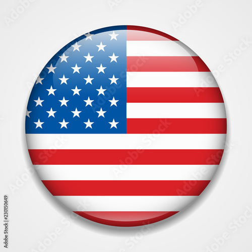 Flag of the USA. Round glossy badge