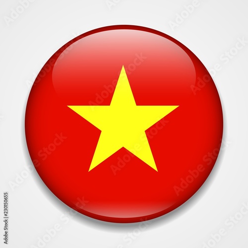Flag of Vietnam. Round glossy badge