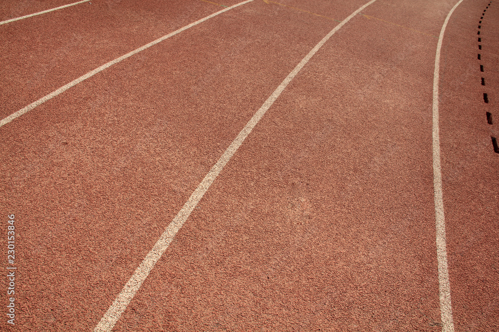 red plastic runway in a sports ground, in Beijing, China red plastic runway in a sports ground, in Beijing, China