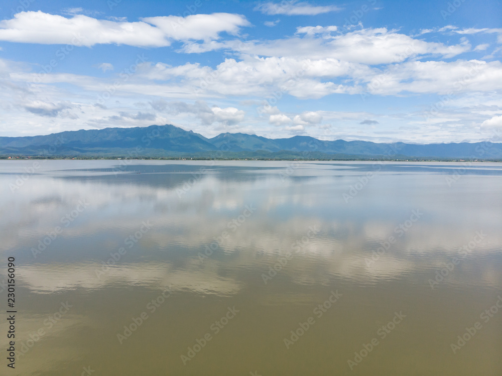 big natural lake in asian countryside