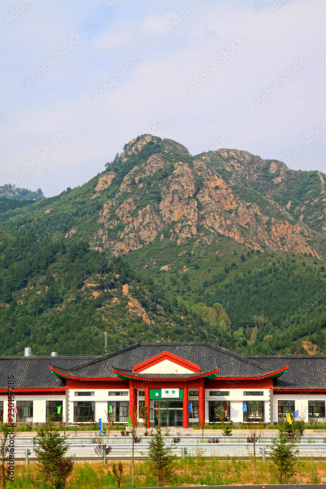 Diaoyutai service antique buildings in Hebei highway, China