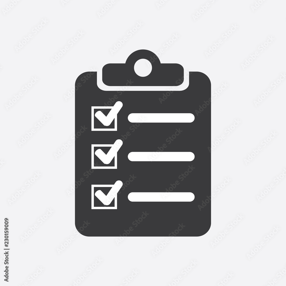 The checklist icon. Clipboard symbol. Flat Vector illustration The checklist icon. Clipboard symbol. Flat Vector illustration
