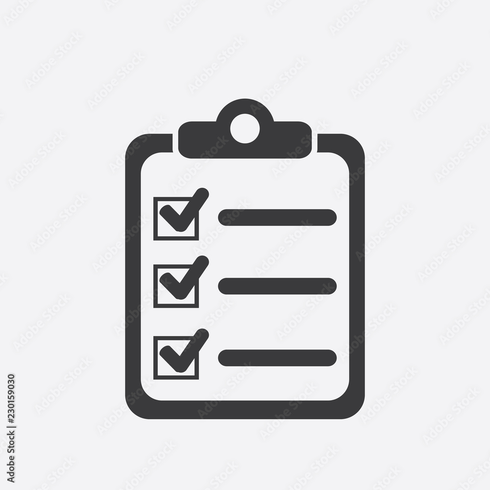 The checklist icon. Clipboard symbol. Flat Vector illustration The checklist icon. Clipboard symbol. Flat Vector illustration
