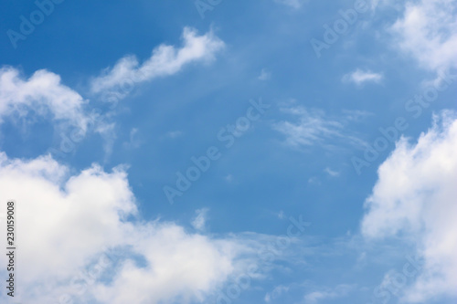 Blue sky background and white clouds soft focus