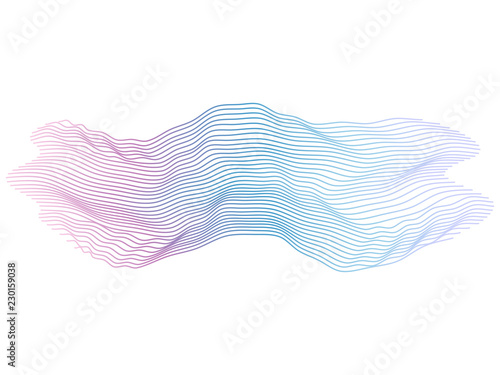 Abstract vector colorful wave lines isolated on white background for design elements in concept of music, technology, modern