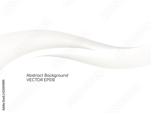 Abstract white background 3D concave wave texture smooth curve line with shadow.  For vector background, banner, divider, design element.