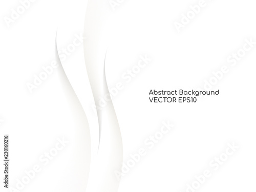 Abstract white background 3D concave wave texture smooth curve line with shadow.  For vector background, banner, divider, design element.