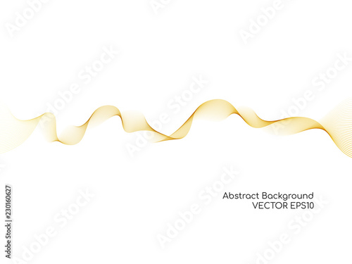 Vector of abstract wave lines gold flowing isolated on white background for design elements or separator in concept of luxury technology, science, music or modern.