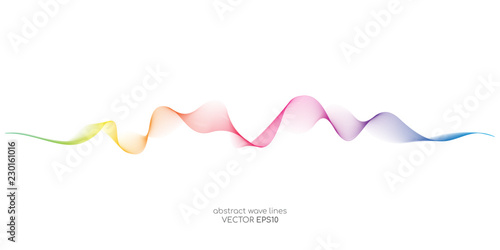 Abstract colorful wave lines flowing isolated on white background for vector design elements in concept of sound, music, technology, science.
