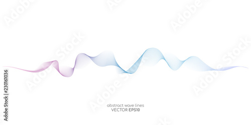 Fototapeta Abstract colorful wave lines flowing isolated on white background for vector design elements in concept of sound, music, technology, science