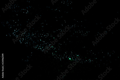 Beautiful New Zealand Glow worm in the cave. Long. exposure and high ISO photography. photo