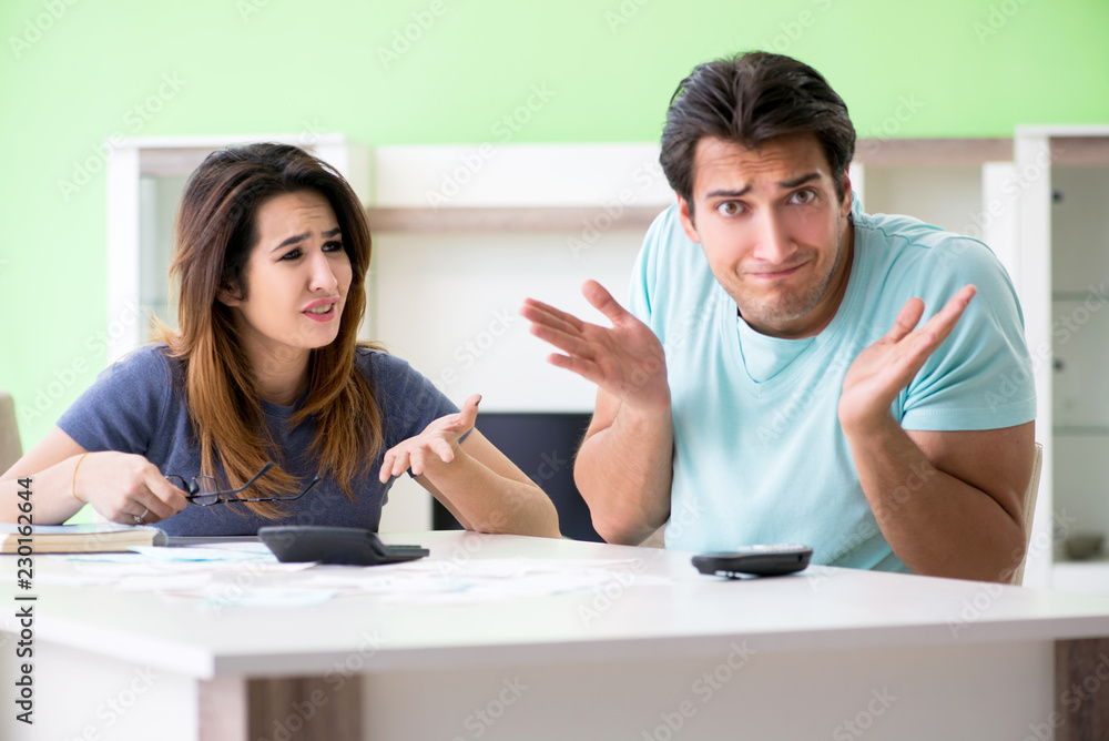 Young family struggling with personal finance Young family struggling with personal finance