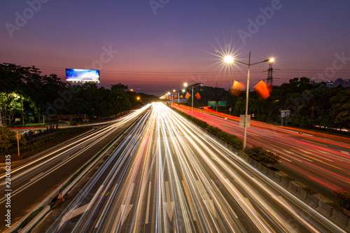 traffic in the city at night