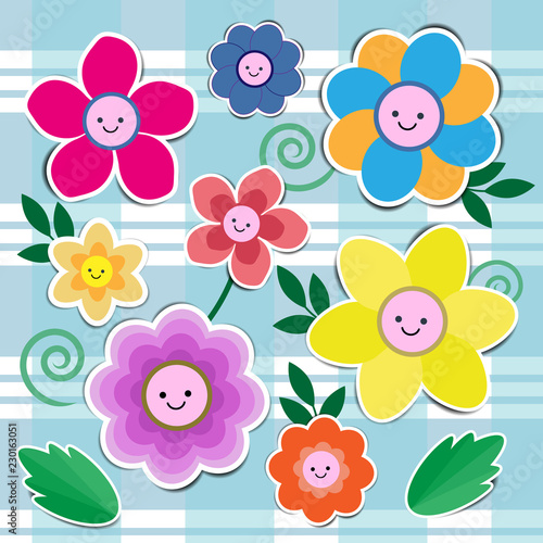 set of cute flowers