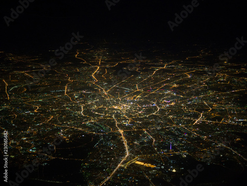 An aerial view of Moscow city from an airplane  photo